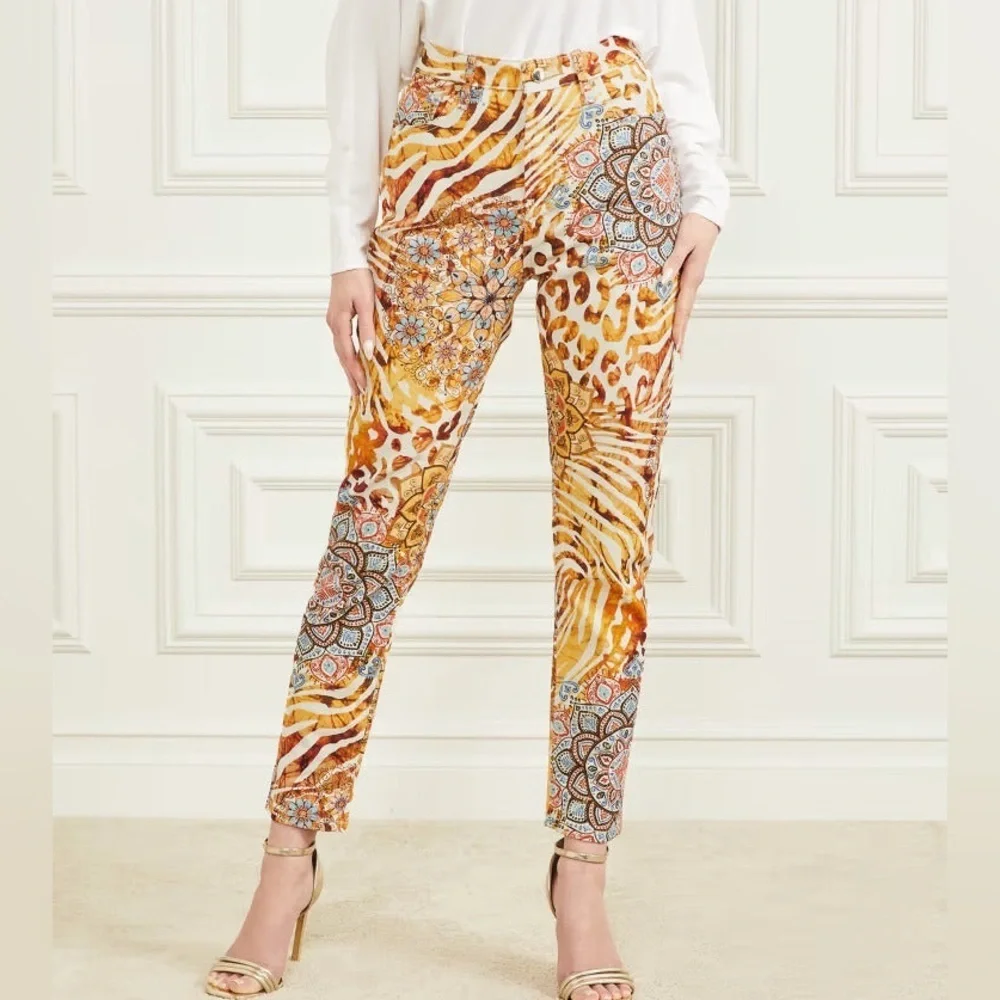 New Guess by Marciano Vibrant Animal Print Jeans SZ 25